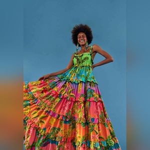 Farm Rio bright rainbow ombre dress